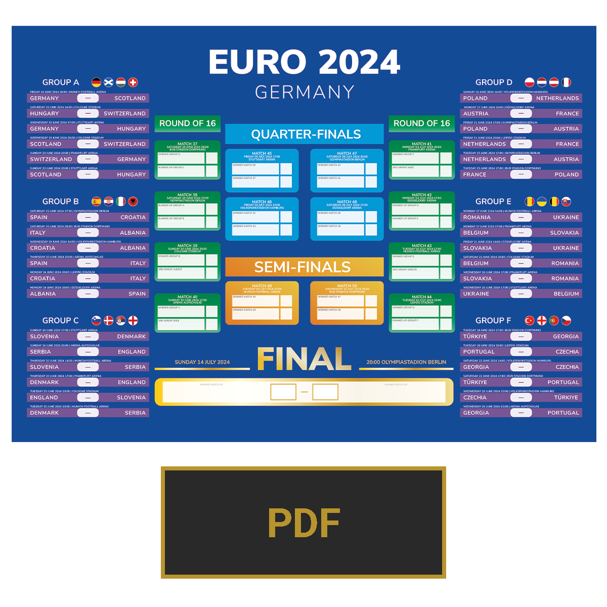 European Football Tournament 2024 Fixtures Wallchart PDF [DIGITAL