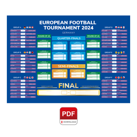 European Football Tournament 2024 Fixtures Wallchart – PDF [DIGITAL DOWNLOAD]