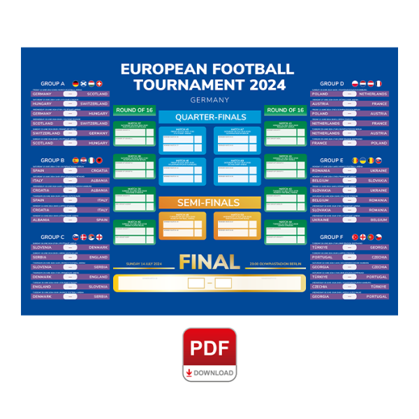 European Football Tournament 2024 Fixtures Wallchart PDF [DIGITAL