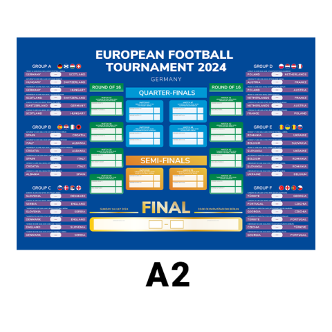 European Football Tournament 2024 Fixtures Wall Chart – A2